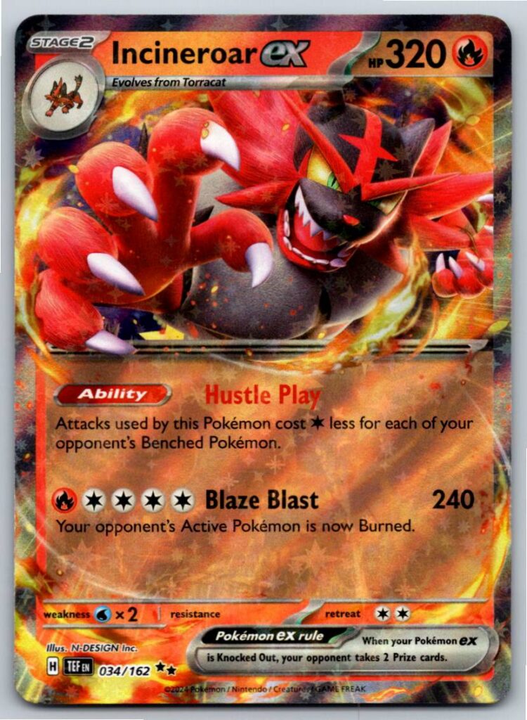 Incineroar ex - 034/162 (Holofoil - NM)